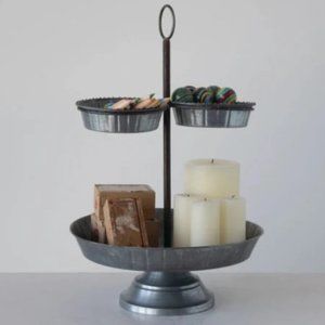 Galvanized 2-Tier Tray with 3 Sections